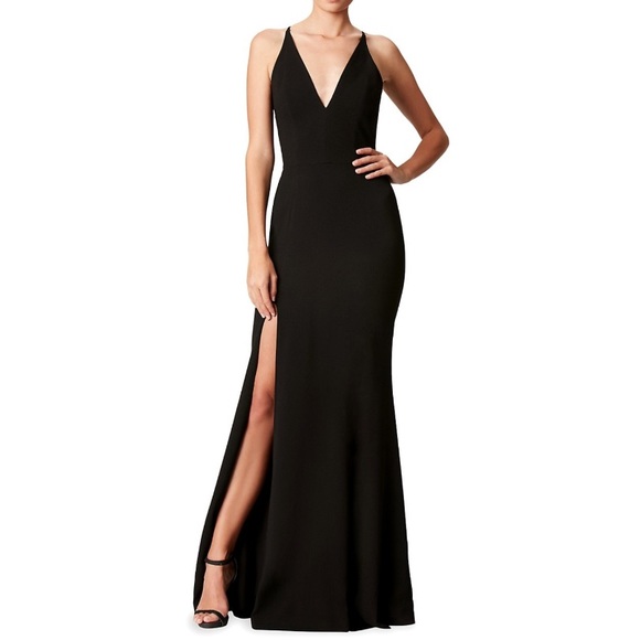 Dress The Population Iris Sleeveless Crepe Slit Gown - Picture 1 of 7